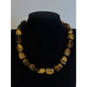 SX Sally C Treasure 925 Sterling Silver Tiger's eye Toggle‎ necklace 18"